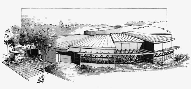 artist's rendering of library building